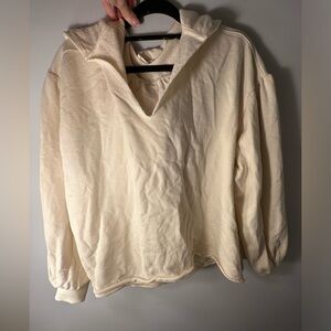 ZENANA- Baggy fit hoodie/cutout neckline/trendy poofy shoulder sleeves/ size S